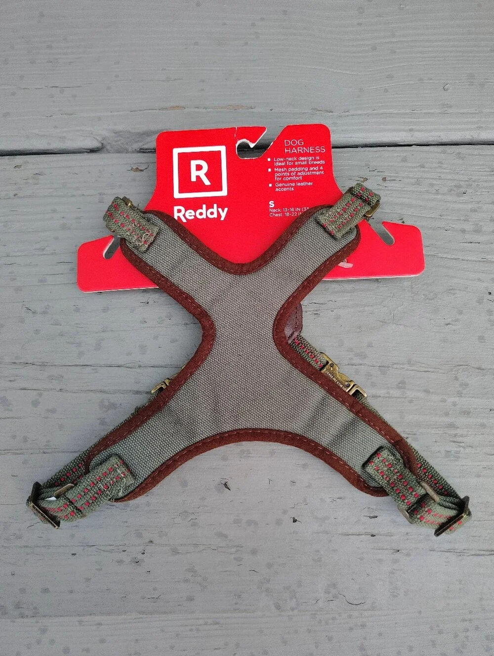 Reddy Dog Harness in Gray with Brown Trim.Size Small